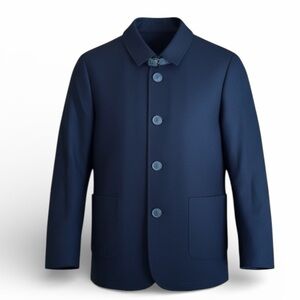 HOWE Navy Blue Minimalist Blazer - Military Vibe Buckle Detail - Men’s Small